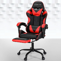 Artiss 2-Point Massage Gaming Chair Footrest Red