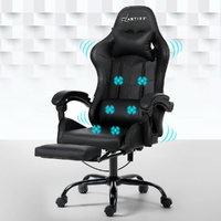 Artiss 6 Point Massage Gaming Office Chair with Footrest Black