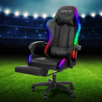 Artiss 6 Point Massage Gaming Chair 7 LED Footrest Black