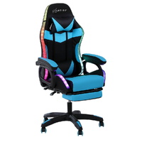Artiss Gaming Office Chair 12 RGB LED Massage Footrest Cyan