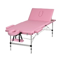 Zenses 85cm Portable Massage Table 3 Fold Aluminium Pink
