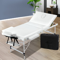 Zenses 75cm Portable Massage Table 3 Fold Aluminium White