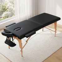 Zenses 70cm Portable 2-Fold Wooden Massage Table Therapy Bed Black