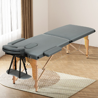 Zenses 56cm Portable 2-Fold Wooden Massage Table Therapy Bed Grey