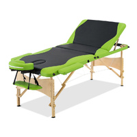 Zenses 70cm Portable 3 Fold Wooden Massage Table Green