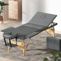 Zenses 75cm Portable 3 Fold Wooden Massage Table Grey