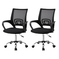 Artiss Mesh Office Chair Mid Back Black x2