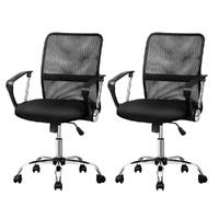 Artiss Mesh Office Chair Mid Back Black (Set of 2)