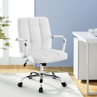 Artiss PU Leather Office Chair White Computer Desk