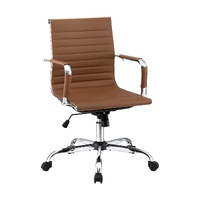 Artiss PU Leather Mid Back Conference Chair Brown