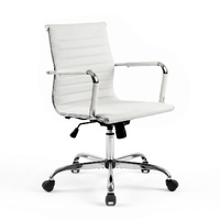 Artiss PU Leather Mid Back Conference Chair White