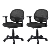 Artiss 2x Mesh Office Chair Mid Back Black