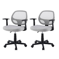 Artiss 2x Mesh Office Chair Mid Back Grey Computer Gaming Desk