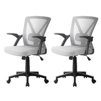 Artiss Mesh Office Chair Mid Back Grey x2
