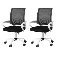 Artiss 2x Mesh Office Chair Mid Back White Computer