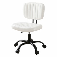 Artiss Armless Office Chair with Wheels, Ergonomic PU Leather Office Desk Chair, Height Adjustable 360° Swivel Computer Task Chair for Home Office, St