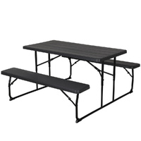 Gardeon 3 Piece Outdoor Dining Setting HDPE Bench Black