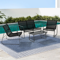 Gardeon 4 Piece Outdoor Textilene Sofa Set Black - Patio Lounge