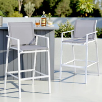 Gardeon 2x Outdoor Bar Stools Steel Textilene White
