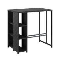 Gardeon Outdoor Bar Table Wicker Glass Steel Patio Black