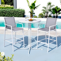 Gardeon 3-Piece Outdoor Bar Set Steel Bistro Dining White