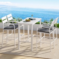Gardeon 5-Piece Outdoor Bar Set with Aluminium Table & Stools White