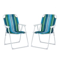 Gardeon Folding Camping Chair Steel Portable Outdoor Patio Blue