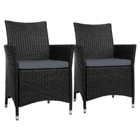 Gardeon 2PC Outdoor Dining Chairs Wicker Idris Black