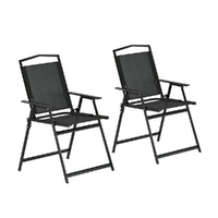 Gardeon 2x Portable Folding Camping Chair Steel Black
