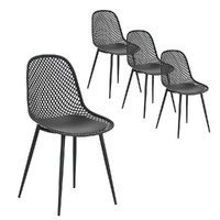 Gardeon 4PC PP Outdoor Lounge Dining Chairs Black Patio