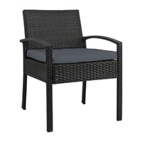 Gardeon Outdoor Dining Chair Rattan Black Cushion Lounge