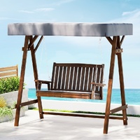 Gardeon Outdoor Wooden Swing Chair 2 Seater with Canopy & Cushion