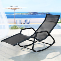 Gardeon Sun Lounge Rocking Chair Outdoor Lounger Black