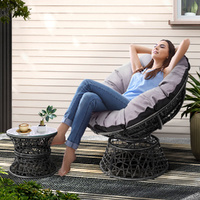 Gardeon Wicker Papasan Chair Table Lounge Setting Black