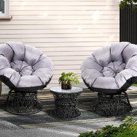 Gardeon 2 Wicker Papasan Chairs Table Patio Lounge Black