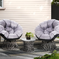 Gardeon 2 Wicker Papasan Chairs Table Patio Lounge Grey