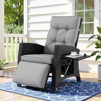 Gardeon Outdoor Recliner Chair Wicker Sun Lounge Black