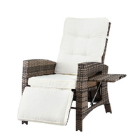 Gardeon Outdoor Recliner Chair Wicker Sun Lounge Brown