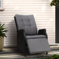 Gardeon Recliner Chair Sun Lounge Wicker Lounger Adjustable Black