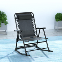 Gardeon Folding Outdoor Rocking Recliner Chair Black