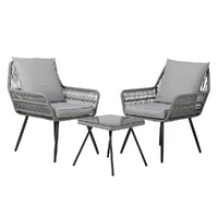 Gardeon 3PC Outdoor Bistro Lounge Set Grey