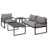 Gardeon 3 Seater Modular Corner Lounge Sofa Set Steel