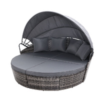 Gardeon Wicker Day Bed Sun Lounge Setting Grey Patio