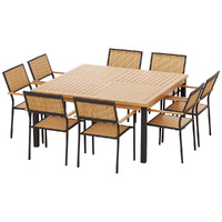 Gardeon 9-Piece Outdoor Dining Set Wooden Table Chairs Setting