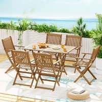 Gardeon 7-Piece Foldable Outdoor Dining Set Wooden Table Chairs