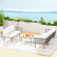 Gardeon 5-Seater Outdoor Sofa Set Aluminum Wooden Lounge