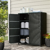 Gardeon Outdoor Storage Cabinet Wicker Rattan Black