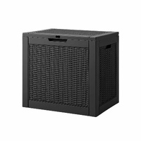 Gardeon Outdoor Storage Box 118L Container Lockable Garden Toy Tool Rattan-Texture Black