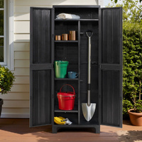 Gardeon 173cm Outdoor Storage Cabinet Lockable Cupboard Black