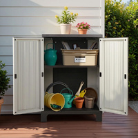 Gardeon 92cm Outdoor Storage Cabinet Lockable Cupboard Beige